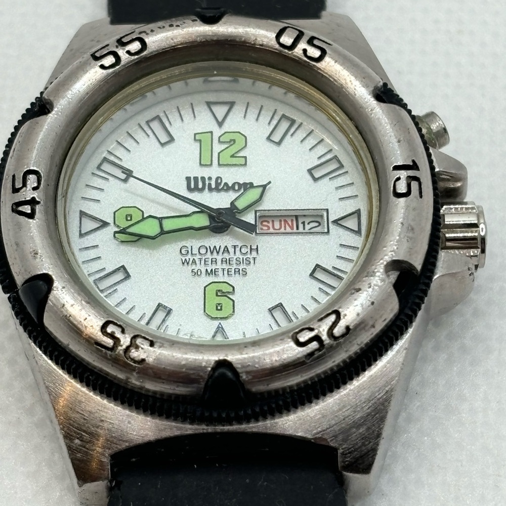 Vintage Wilson Sporting Goods Day Date GLOWATCH.